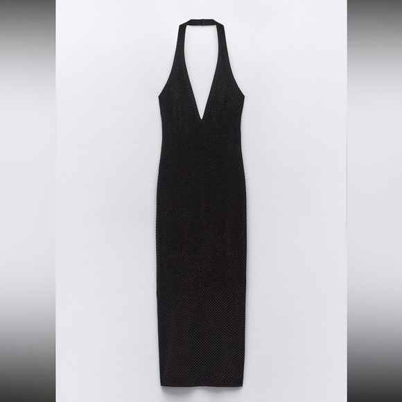 Zara limited edition celebs style rhinestone effect midi dress - Picture 6 of 9